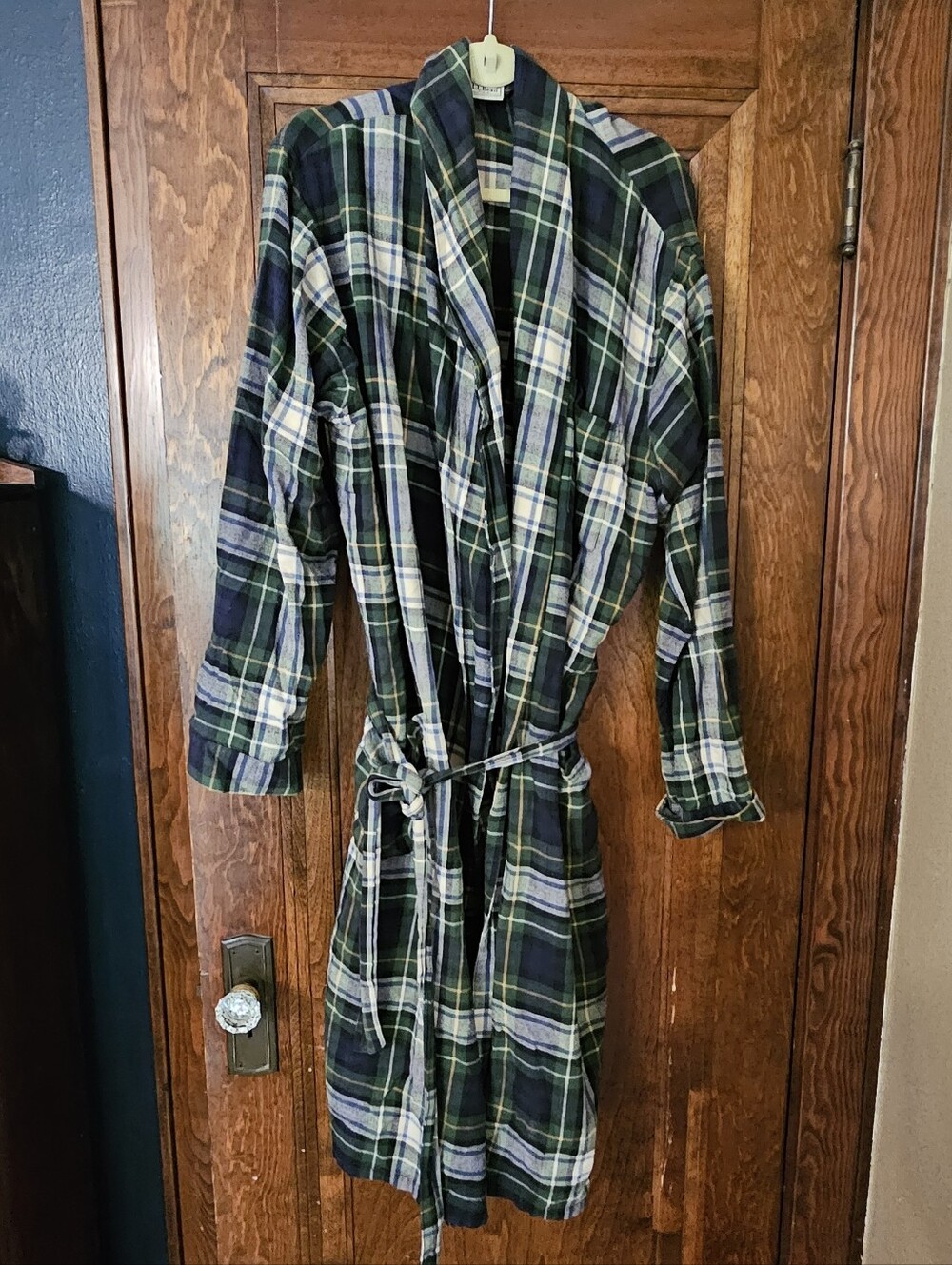 L L Bean Plaid Flannel Robe With Belt XL Tall